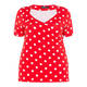 BEIGE CROSS-OVER POLKA DOT TOP RED