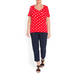 BEIGE CROSS-OVER POLKA DOT TOP RED