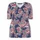 BEIGE CROSS-OVER FLORAL PRINT TOP NAVY