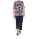 BEIGE CROSS-OVER FLORAL PRINT TOP NAVY