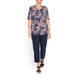 BEIGE CROSS-OVER FLORAL PRINT TOP NAVY
