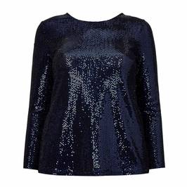 BEIGE NAVY SEQUIN TOP - Plus Size Collection