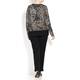 BEIGE LABEL ABSTRACT PRINT TOP WITH SPLIT HEM DETAIL