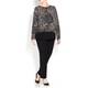 BEIGE LABEL ABSTRACT PRINT TOP WITH SPLIT HEM DETAIL