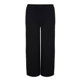 BEIGE BLACK WIDE LEG JERSEY PULL ON TROUSERS - Plus Size Collection