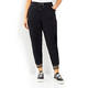 BEIGE DRAWSTRING WAIST TROUSERS WITH MESH STRIPE HEM BLACK