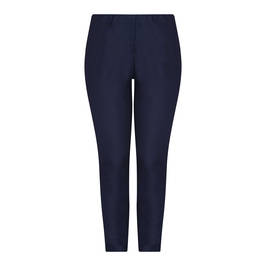 BEIGE PULL ON ANKLE GRAZER TROUSER NAVY - Plus Size Collection