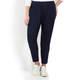 BEIGE PULL ON ANKLE GRAZER TROUSER NAVY