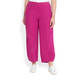 BEIGE LABEL CROPPED BUBBLE HEM PULL ON LINEN TROUSER FUCHSIA