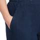 BEIGE LABEL CROPPED BUBBLE HEM PULL ON LINEN TROUSER IN NAVY