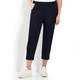 BEIGE NAVY CROPPED CHINO TROUSERS