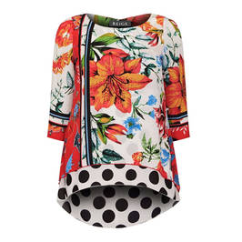 BEIGE MULTI PRINT TUNIC - Plus Size Collection