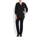 BEIGE BLACK TUNIC NOTCH COLLAR