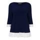 BEIGE JERSEY TUNIC WITH FLORAL CHIFFON CUFF NAVY