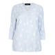 BEIGE LABEL PALE BLUE TUNIC WHITE APPLIQUE FLOWER