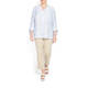 BEIGE LABEL PALE BLUE TUNIC WHITE APPLIQUE FLOWER