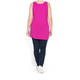 BEIGE LONG VEST SCOOP NECK FUCHSIA