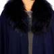BEIGE WRAP with Removable Fox Fur Collar in navy