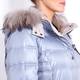 BEIGE FUR TRIMMED PUFFA COAT IN SKY BLUE