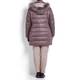 BEIGE fur trimmed PUFFA COAT in truffle