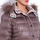 BEIGE fur trimmed PUFFA COAT in truffle