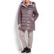 BEIGE fur trimmed PUFFA COAT in truffle