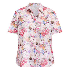 Beige Pure Cotton Floral Print Shirt Multicolour  - Plus Size Collection