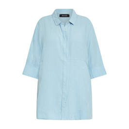 Beige Linen Shirt Sky Blue - Plus Size Collection