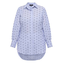 Beige Pure Cotton Spot Print Shirt Pale Blue  - Plus Size Collection