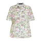 Beige 100% Cotton Short Sleeve Green and White Floral Shirt