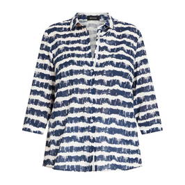 Beige Pure Cotton Stripe Shirt Navy  - Plus Size Collection