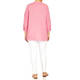 Beige Pure Linen Collarless Shirt Pink 