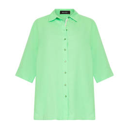 Beige Pure Linen Shirt Apple Green - Plus Size Collection