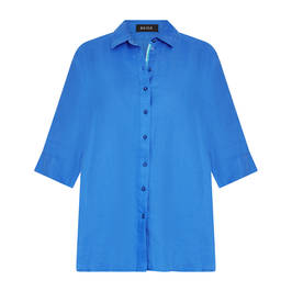 Beige Pure Linen Shirt Gitane Blue  - Plus Size Collection