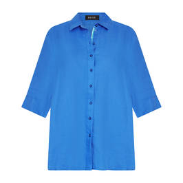 Beige Pure Linen Shirt Gitane Blue  - Plus Size Collection