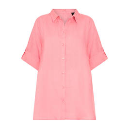 Beige Pure Linen Shirt Rose Pink  - Plus Size Collection