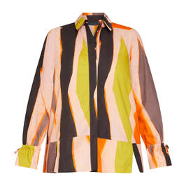 Beige Stripe Shirt Multi-Colour  - Plus Size Collection