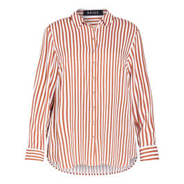 BEIGE SHIRT CANDY STRIPE PRINT SHIRT TAIL - Plus Size Collection