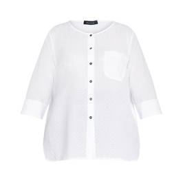 Beige Cotton Shirt White  - Plus Size Collection