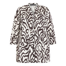 BEIGE ABSTRACT ZEBRA PRINT SHIRT BLACK - Plus Size Collection