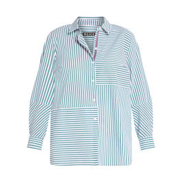 BEIGE CANDY STRIPE SHIRT GREEN - Plus Size Collection
