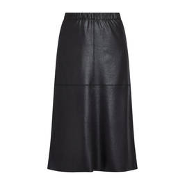 BEIGE FAUX-LEATHER MIDI SKIRT A-LINE BLACK  - Plus Size Collection