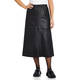 BEIGE FAUX-LEATHER MIDI SKIRT A-LINE BLACK 