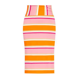 Beige Stripe Jersey Skirt Orange and Pink  - Plus Size Collection