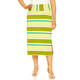 Beige Stretch Jersey Striped Skirt Lime