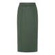BEIGE PULL ON MIDI SKIRT ZIP DETAIL GREEN