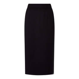 BEIGE PULL ON MIDI SKIRT ZIP DETAIL BLACK - Plus Size Collection