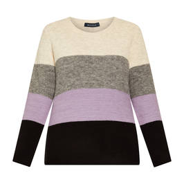 Beige Striped Sweater Purple Multi  - Plus Size Collection