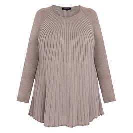 Beige Pleated A-Line Sweater Taupe - Plus Size Collection