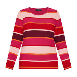 Beige Striped Sweater Red and Rose Stripe - Plus Size Collection
